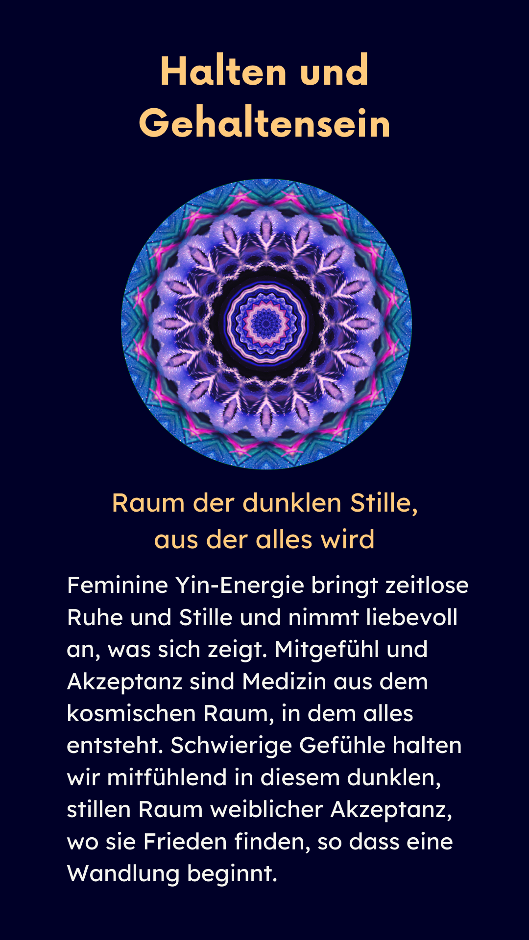 Holding1 Holding Gehaltensein im Yin Raum weibliche Akzeptanz und Energie schwierige Gefühle mitfühlend halten